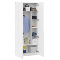 Шкаф для одежды Порто 366 с 1 глухой и 1 зеркальной дверями (Белый Жемчуг, Белый софт) - Изображение 2